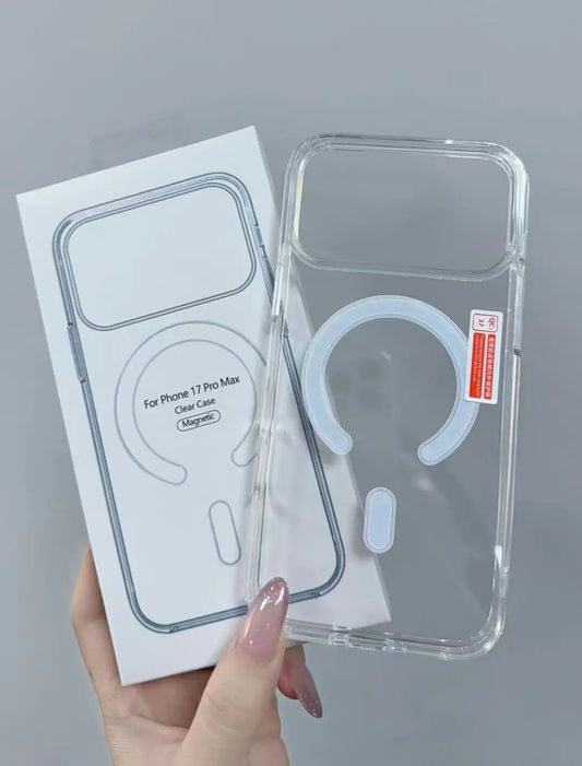 Luxury Transparent for Magsafe Magnetic Phone Case for iPhone 17  Air 17 Pro Max Shockproof Wireless Charging Cover