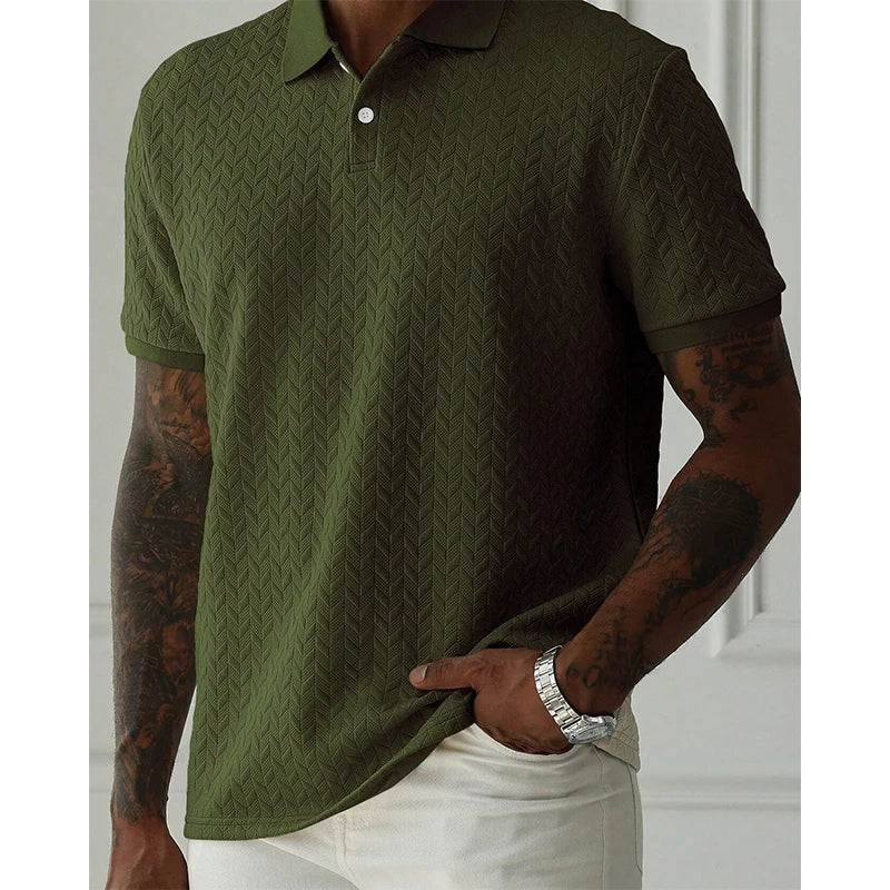 Men's Short Sleeve Polyester Polo Shirt Breathable Casual Top