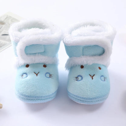 Cute Bear Baby Shoes Cartoon Soft Soled Snow Boots for Infant Boy Girl Autumn Winter Warm Thicken Plush Kids First Walkers 0-18m