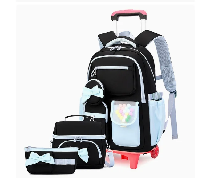 3 Pcs  School Wheele Backpack Bag Rolling Backpack for Girls Trolley Bags for Elementary Middle High School Wheeled Bookbag Girl