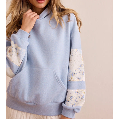 Combhasaki Cute Hoodie for Teen Girls Floral Embroidered Patchwork Y2k Oversized Pullover Preppy Streetwear Aesthetic Sweatshirt