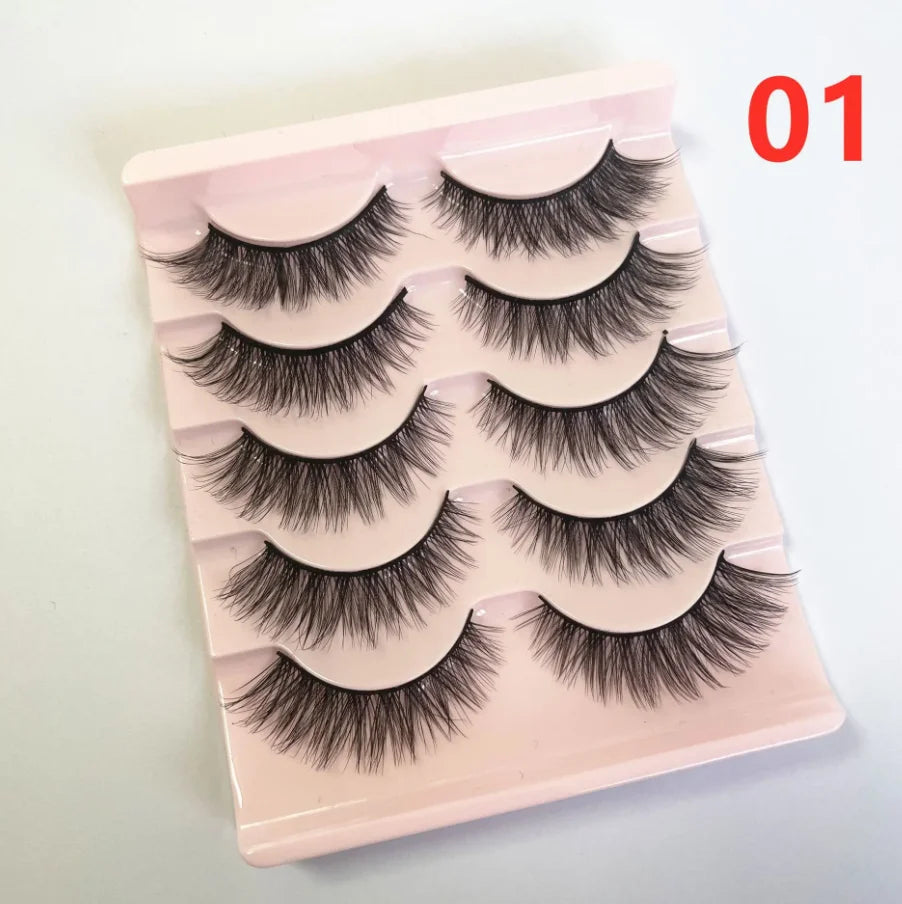 5 Pairs Multipack Faux 3D Mink Hair False Eyelashes Handmade Fluffy Long Lashes Nature Long Eye Makeup Tools Eye Lashes H13/S19