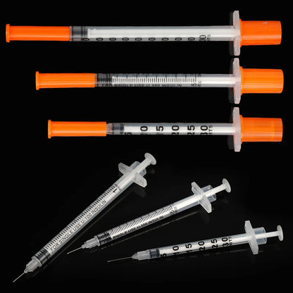 10/20pcs 0.3/0.5/1ml Disposable Plastic Veterinary Syringe Orange Cap With Needles for Pet Farm Animal Cat Dog Pig Cattle Sheep