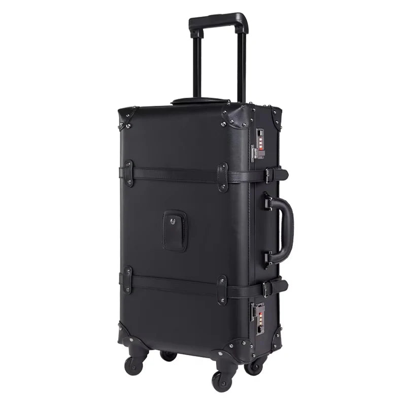 New Retro Rolling Luggage Spinner Brand Vintage Leather Suitcase on Wheel Women Trolley Travel Bag Men Trunk Carry-Ons Luggage