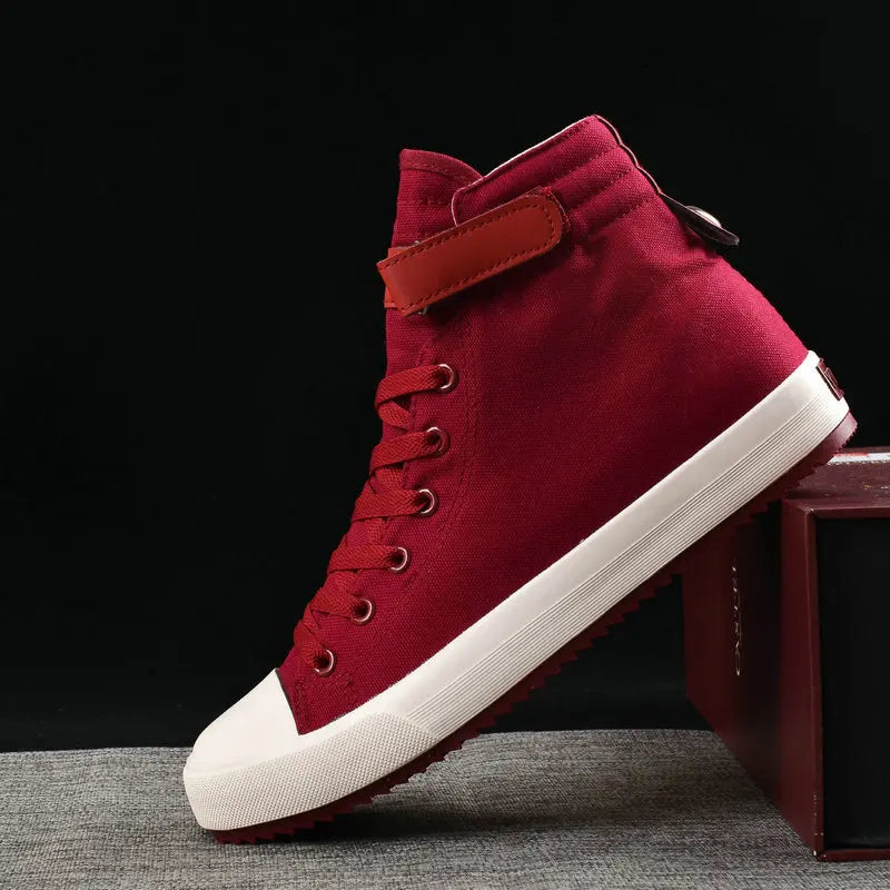 Fashion Sneakers Men Shoes Male Canvas Shoes High Top Sneakers Men Casual Shoes Black White Cloth Footwear KA797