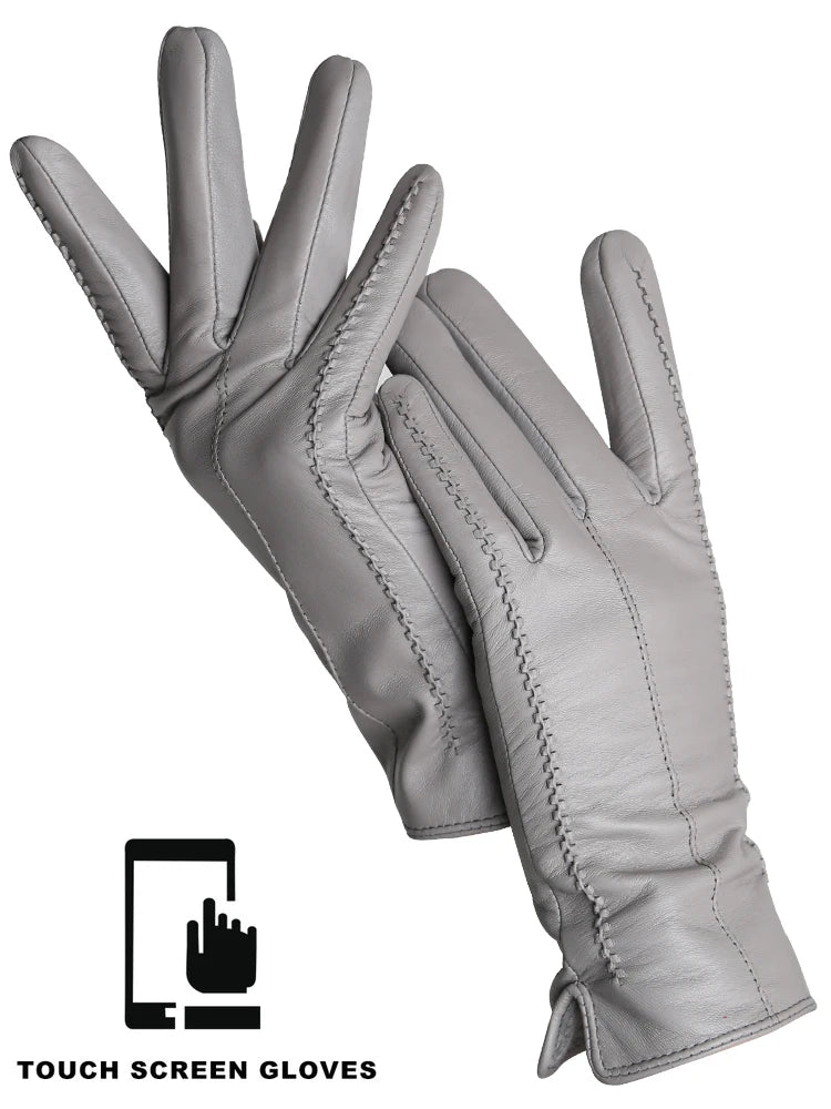 Women's Sheepskin Gloves Winter Warm Plus Velvet Short Thin Touch Screen Driving Color Women's Leather Gloves Good Quality -2226