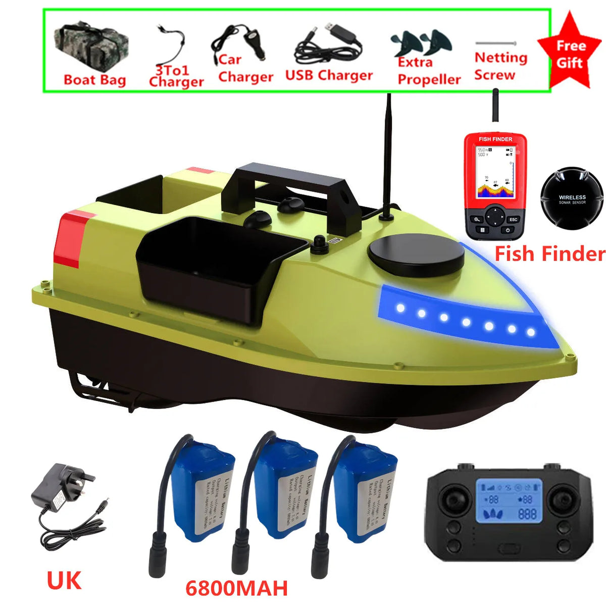 99 GPS Fishing Location RC Fishing Boat 2.4G 600M 3 Hopper Smart Speed Cruise Remote Control GPS Navigation Boat RC Nesting Boat