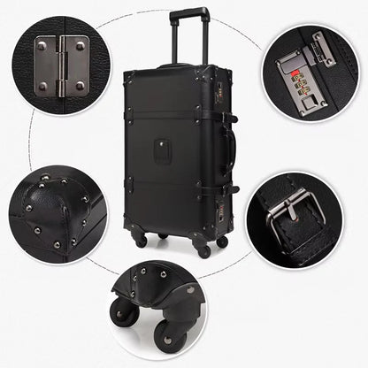 New Retro Rolling Luggage Spinner Brand Vintage Leather Suitcase on Wheel Women Trolley Travel Bag Men Trunk Carry-Ons Luggage