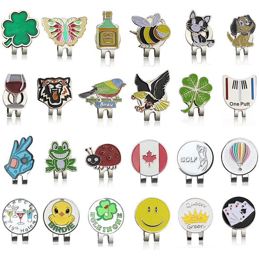 New Golf Ball Mark+Golf Hat Clip Magnetic Alloy Marker Golf Accessories Eagle Tiger One Putter Flog Wine Glass Lucky Clover