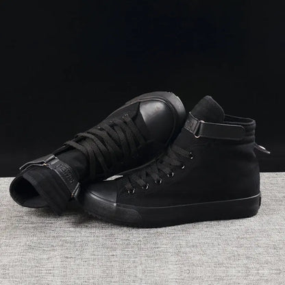 Fashion Sneakers Men Shoes Male Canvas Shoes High Top Sneakers Men Casual Shoes Black White Cloth Footwear KA797