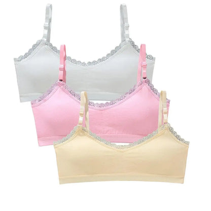 1/3pcs Girls Lace Bras Children Breathable Underwear Kids Tube Tops Soft Cotton-Padded Teens Youth Girls Washable Bras Camisoles