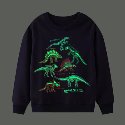 Little Maven Boys Clothes Luminous Dinosaur Baby Boys Sweatshirts Cotton Causal Noctilucous Children's Clothing for Kids