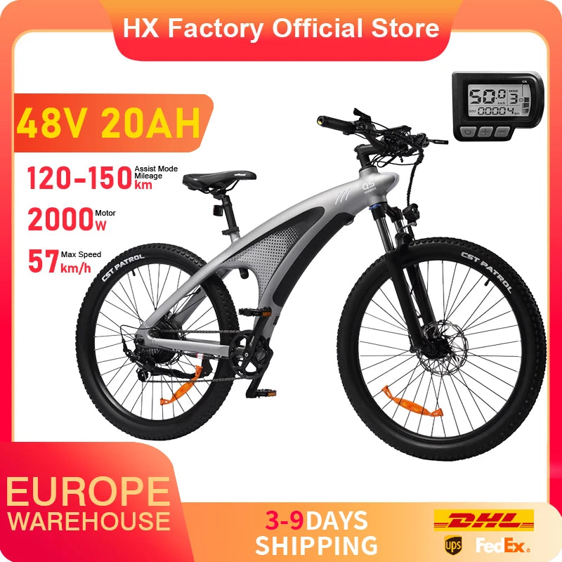 HX Q5 E Bike 2000W Adults Electric Bike 2000W 48V 20AH 27.5 Inch Electric Bicycle City E Bikes Mountain E Bikes