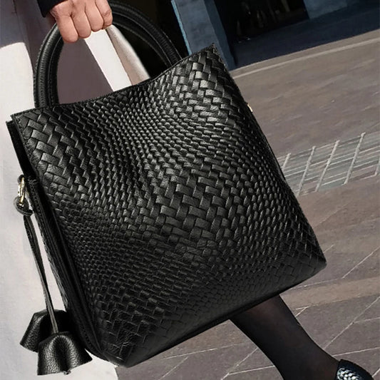 Luxury Top Layer Leather Handbags Minimalism Soft Calfskin Casual Tote Bag Fashion Women Ladies Handbag