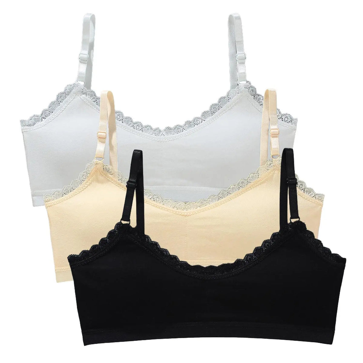 1/3pcs Girls Lace Bras Children Breathable Underwear Kids Tube Tops Soft Cotton-Padded Teens Youth Girls Washable Bras Camisoles