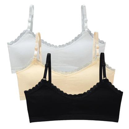 1/3pcs Girls Lace Bras Children Breathable Underwear Kids Tube Tops Soft Cotton-Padded Teens Youth Girls Washable Bras Camisoles