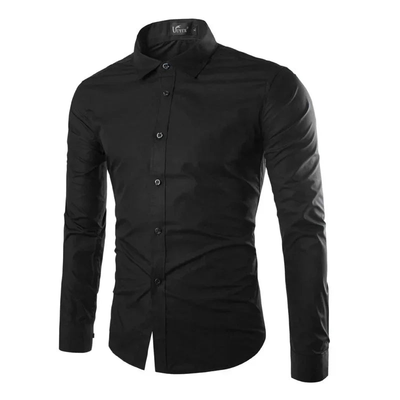 Slim Fit Men's Long Sleeve Striped Cotton Blend Shirt