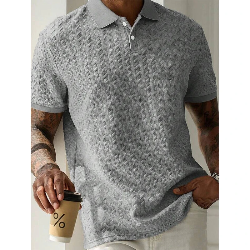 Men's Short Sleeve Polyester Polo Shirt Breathable Casual Top