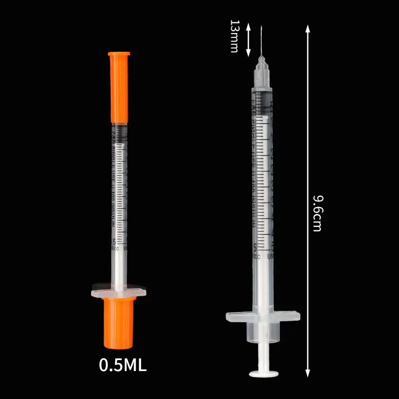 10/20pcs 0.3/0.5/1ml Disposable Plastic Veterinary Syringe Orange Cap With Needles for Pet Farm Animal Cat Dog Pig Cattle Sheep