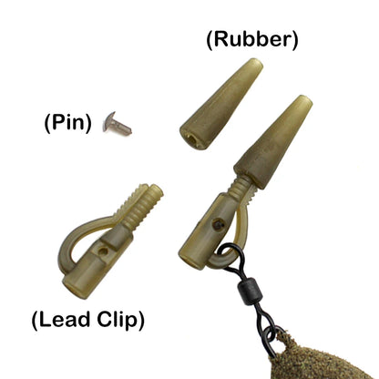 20SET Lead Clips & Tail Rubbers Cone Carp Fishing Tackle Kit Accessories for Carp Fishing Rig Equipment Tackle