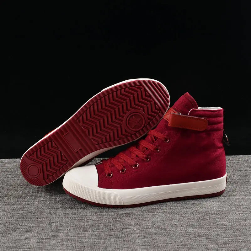 Fashion Sneakers Men Shoes Male Canvas Shoes High Top Sneakers Men Casual Shoes Black White Cloth Footwear KA797