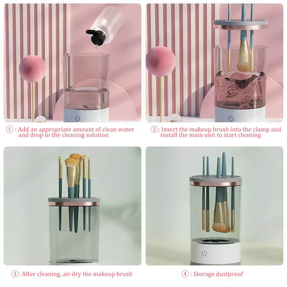 2 In 1 USB Electric Makeup Brush Cleaner Makeup Brushes Drying Rack Automatic Lazy Cleaning Brush Washer Quick Dry Tools 1/5Pcs