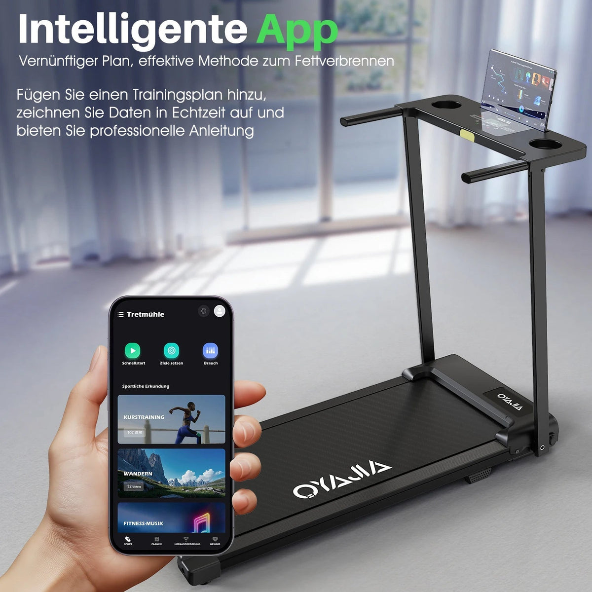 Treadmill Walking Pad for Home 3in1 Folding Under Desk Treadmill 2.5HP Smart Walking Treadmill With APP & LED Display