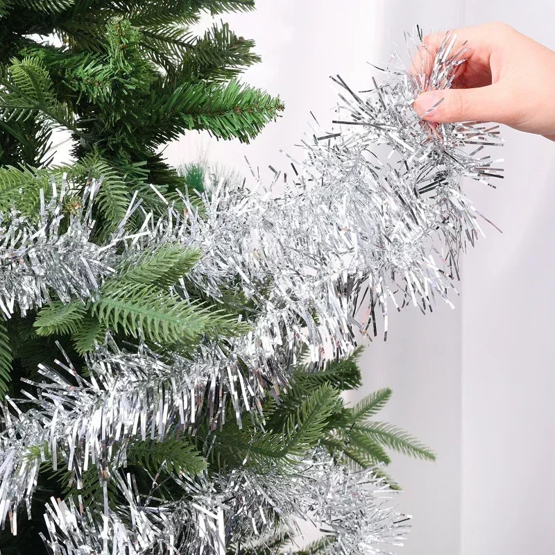 1.5-30m Christmas Ribbon Garland Cane Foil Tinsel Glitter Metallic Xmas Tree Wrapping Ribbons Ornaments DIY New Year Party Decor