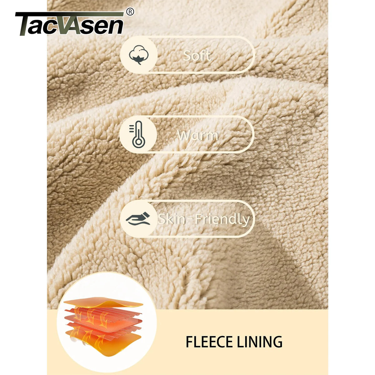 TACVASEN Fleece Lining Winter Hoodie Mens Sherpa Jackets Windproof Full Zip Warm Coats Climbing Hooded Casual Outwear Sportswear