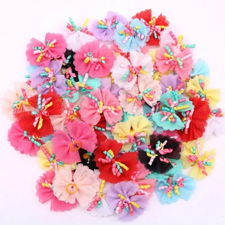 20PCS Pet Bows Dog Hair Bows for Puppy Yorkshirk Small Dogs Hair Accessories Grooming Bow Rubber Bands Dog Bows Pet Supplies