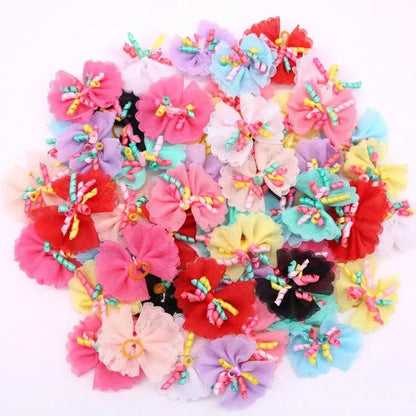 20PCS Pet Bows Dog Hair Bows for Puppy Yorkshirk Small Dogs Hair Accessories Grooming Bow Rubber Bands Dog Bows Pet Supplies
