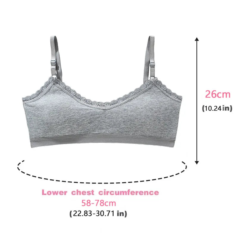 1/3pcs Girls Lace Bras Children Breathable Underwear Kids Tube Tops Soft Cotton-Padded Teens Youth Girls Washable Bras Camisoles