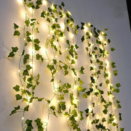 2M Green Leaf String Lights Artificial Ivy