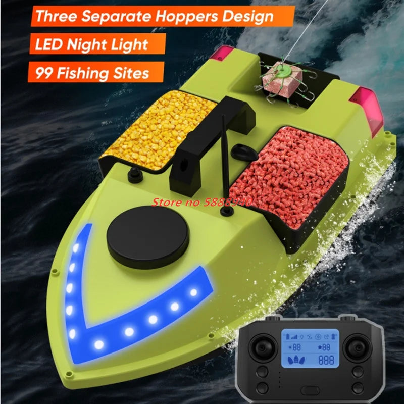 99 GPS Fishing Location RC Fishing Boat 2.4G 600M 3 Hopper Smart Speed Cruise Remote Control GPS Navigation Boat RC Nesting Boat