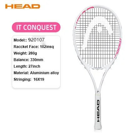 Original Head Tennis Racket Black Professional Tennis Racquet Carbon Tenis Padel With Bag Overgrip Dampener Raquete De Tenis 414