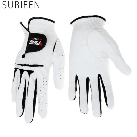 SURIEEN Outdoor Cabretta Leather Golf Gloves Men's Left and Right Hand Soft Breathable Sheepskin Slip-Resistant Male Golf Gloves