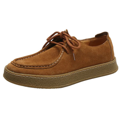 Cowhide Men's Shoes Fashionable Shoes Versatile Shoes Low Top Boots  Retro Casual Leather Shoes Men's British Work Shoes