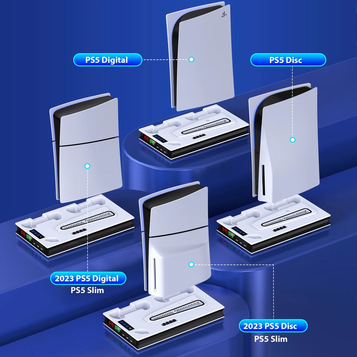 Controller Charger Dock Vertical Cooling Stand for Ps5 Slim PS5  Fast Charging Station for SONY Playstation 5 Gamepad