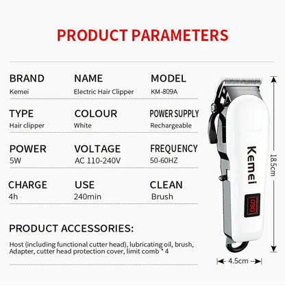 Kemei Professional Hair Clipper Cordless