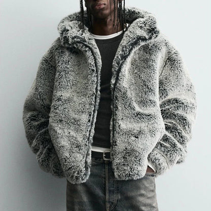 Winter New Men's Faux Fur Long-Sleeved Jacket American Retro Fashion Trendy High Street Loose Casual Niche Men's Top 2025