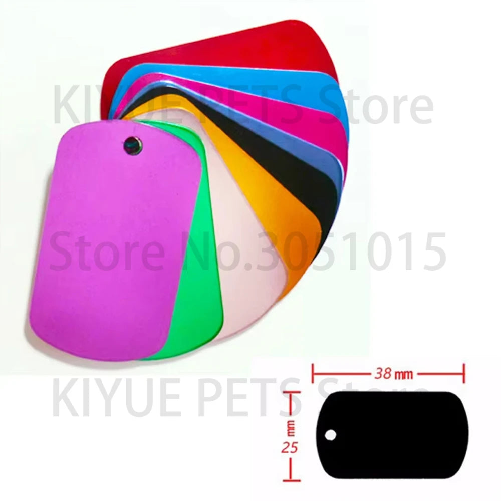 Wholesale 100X Personalized Blank Dog ID Tag Customized Dog Name Tag Phone Pet ID Tags Dog Cat Pet Military Man Tag Aluminum