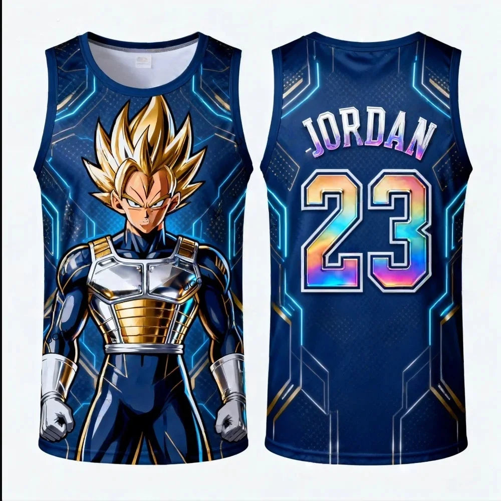 FamilyMatching 2026 New Version Dragon Ball Z Vegeta Special Edition Basketball Jersey Jordan Basketball Sports Vest Set my