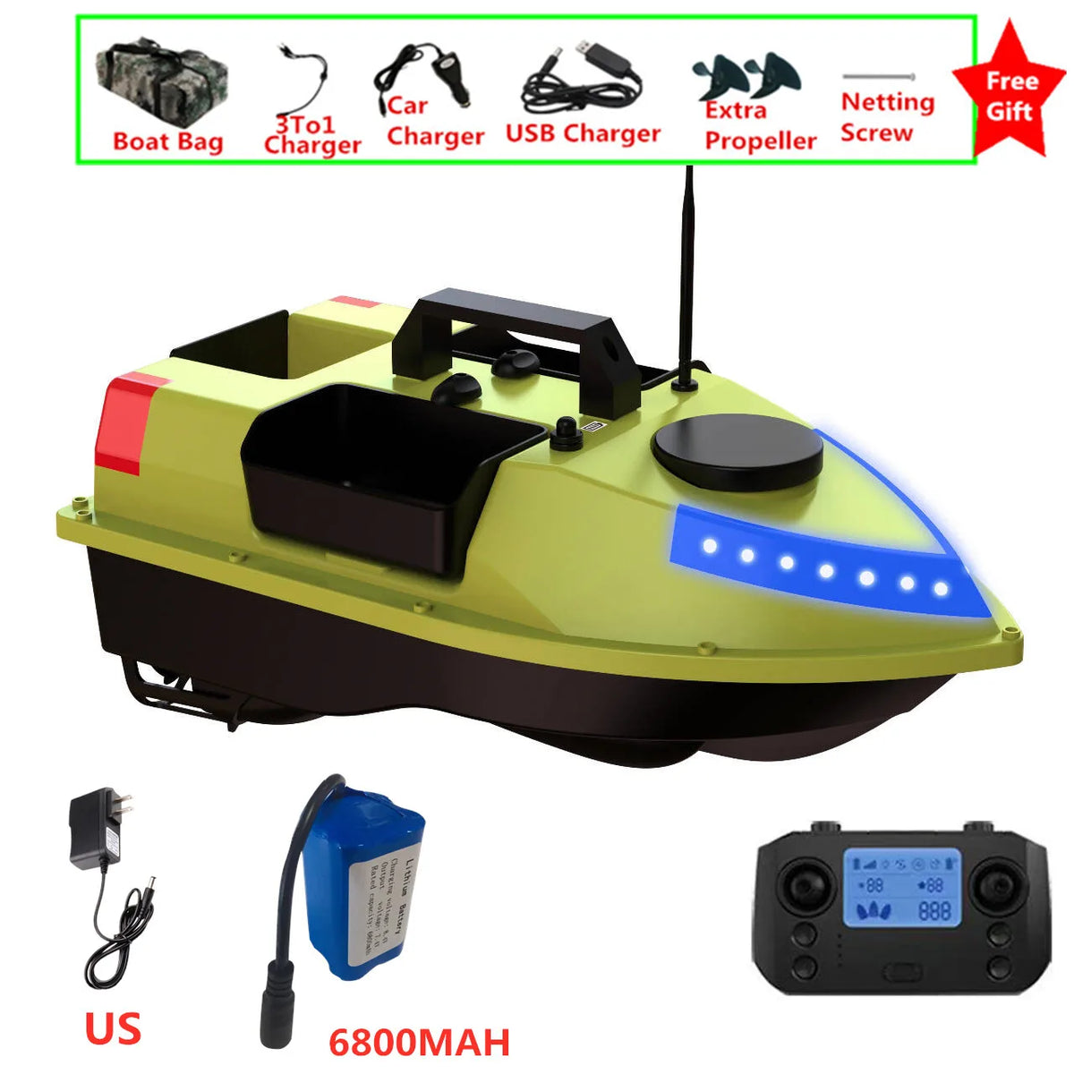 99 GPS Fishing Location RC Fishing Boat 2.4G 600M 3 Hopper Smart Speed Cruise Remote Control GPS Navigation Boat RC Nesting Boat