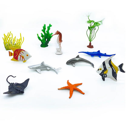 56-Piece Underwater World Model Set - Mini Marine Animals, Coral, Octopus, Nautilus, Crab, Lobster, Starfish, Ocean Model Animal