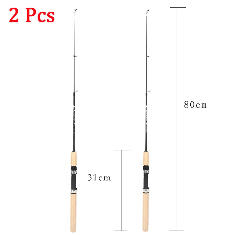 60 80 100CM Mini Telescopic Ice Fishing Rod Portable Carbon Fiber River Shrimp Carp Fishing Pole Winter Fishing Rod Tackle Pesca