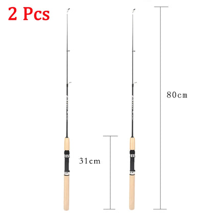 60 80 100CM Mini Telescopic Ice Fishing Rod Portable Carbon Fiber River Shrimp Carp Fishing Pole Winter Fishing Rod Tackle Pesca