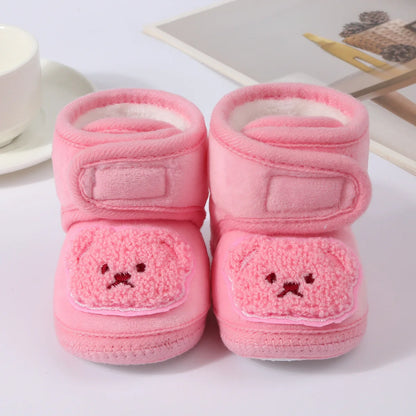 Cute Bear Baby Shoes Cartoon Soft Soled Snow Boots for Infant Boy Girl Autumn Winter Warm Thicken Plush Kids First Walkers 0-18m