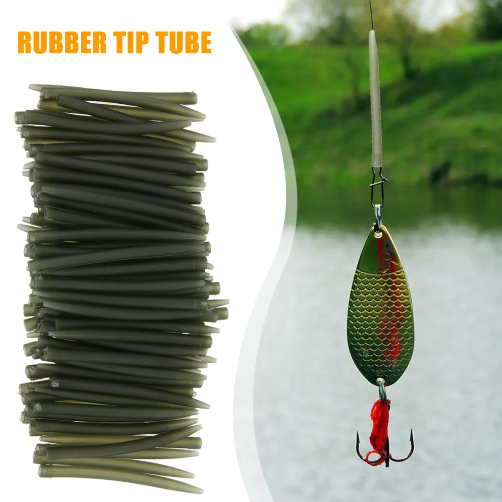 100PCS Terminal Carp Fishing Anti Tangle Sleeves Connect With Fishing Hook Rubber Tip Tube Positioner Terminal Fishing Tackles