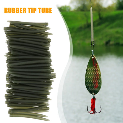 100PCS Terminal Carp Fishing Anti Tangle Sleeves Connect With Fishing Hook Rubber Tip Tube Positioner Terminal Fishing Tackles