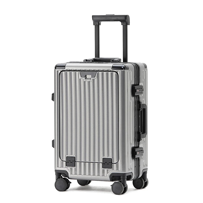 1-Piece Set 20inch Function Computer Aluminum Frame Trolley Suitcase Carry-On Luggage With Shock-Absorbing Brake, Silent Univers